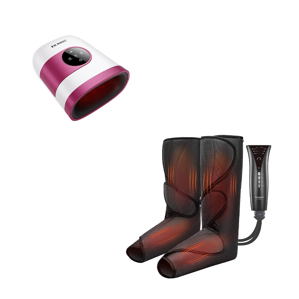 FIT KING Advanced Leg Compression Massager with Heat FT-057A & Hand Massager with Heat FT-085H