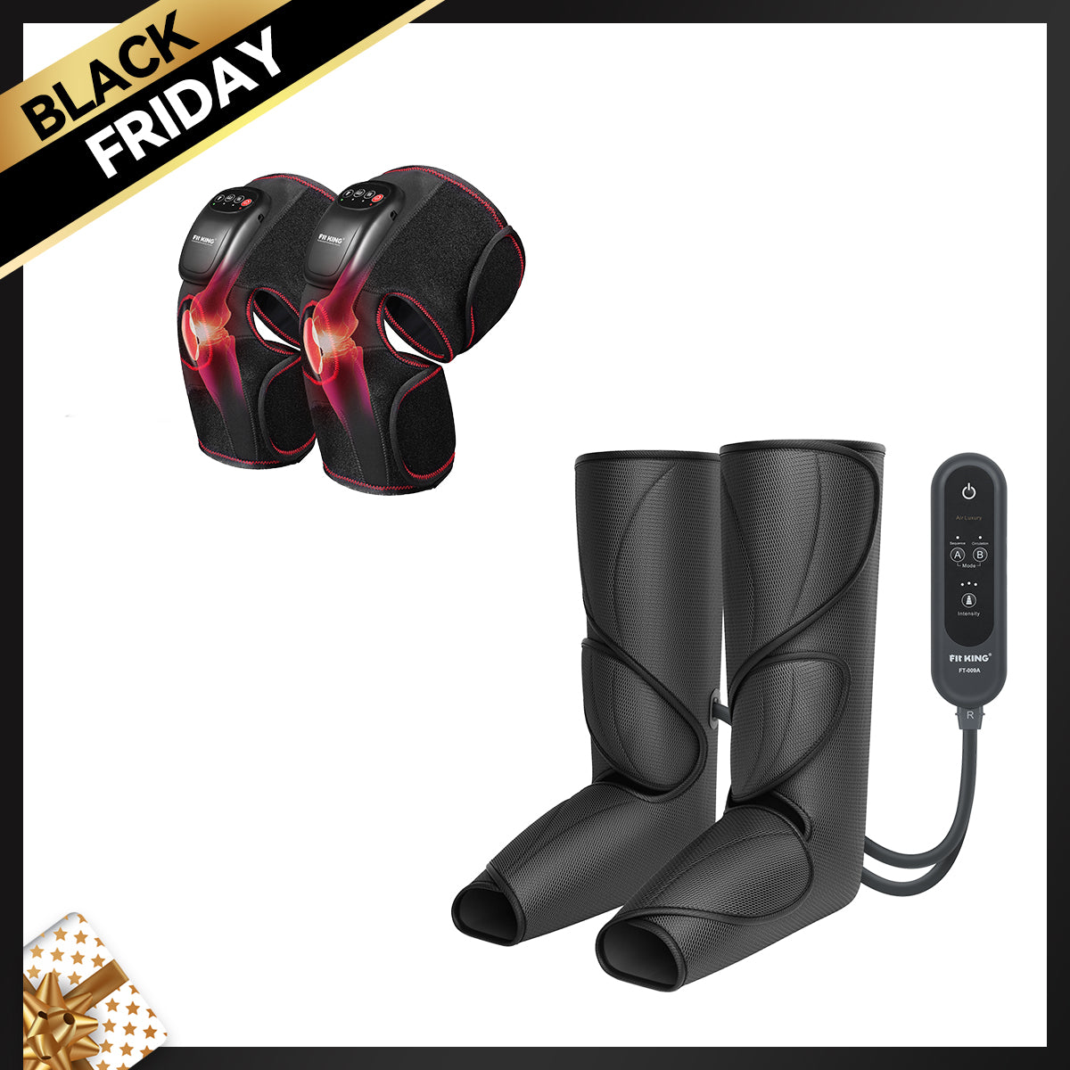 FIT KING Advanced Leg & Foot Compression Massager FT-009A & Knee Massager FT-032K