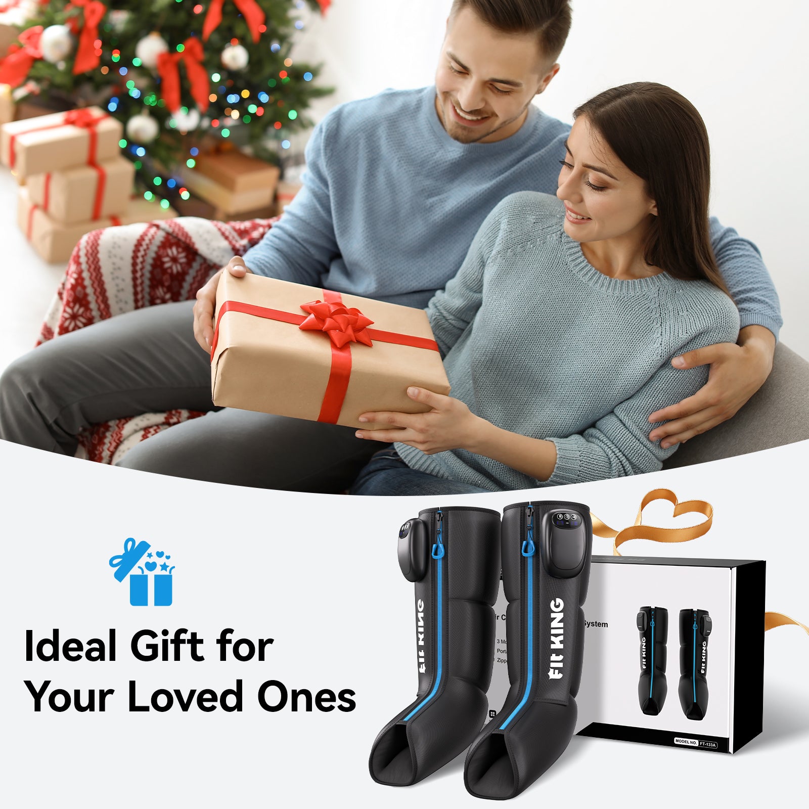 FIT KING Cordless Foot & Calf Compression Massage Boots | FT-133A