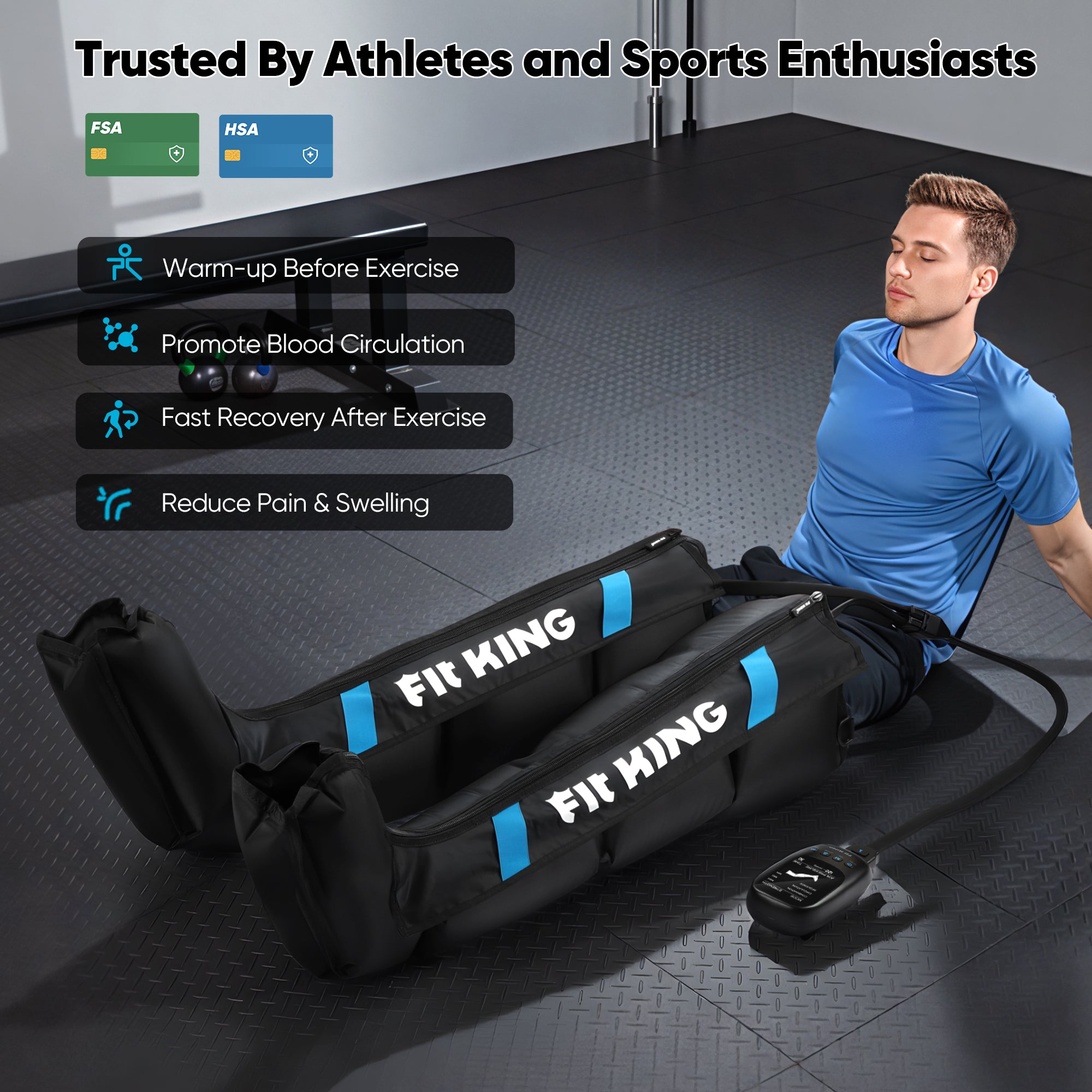 FIT KING Air Compression Recovery Boots for Full Leg Circulation | FT-082A-BU