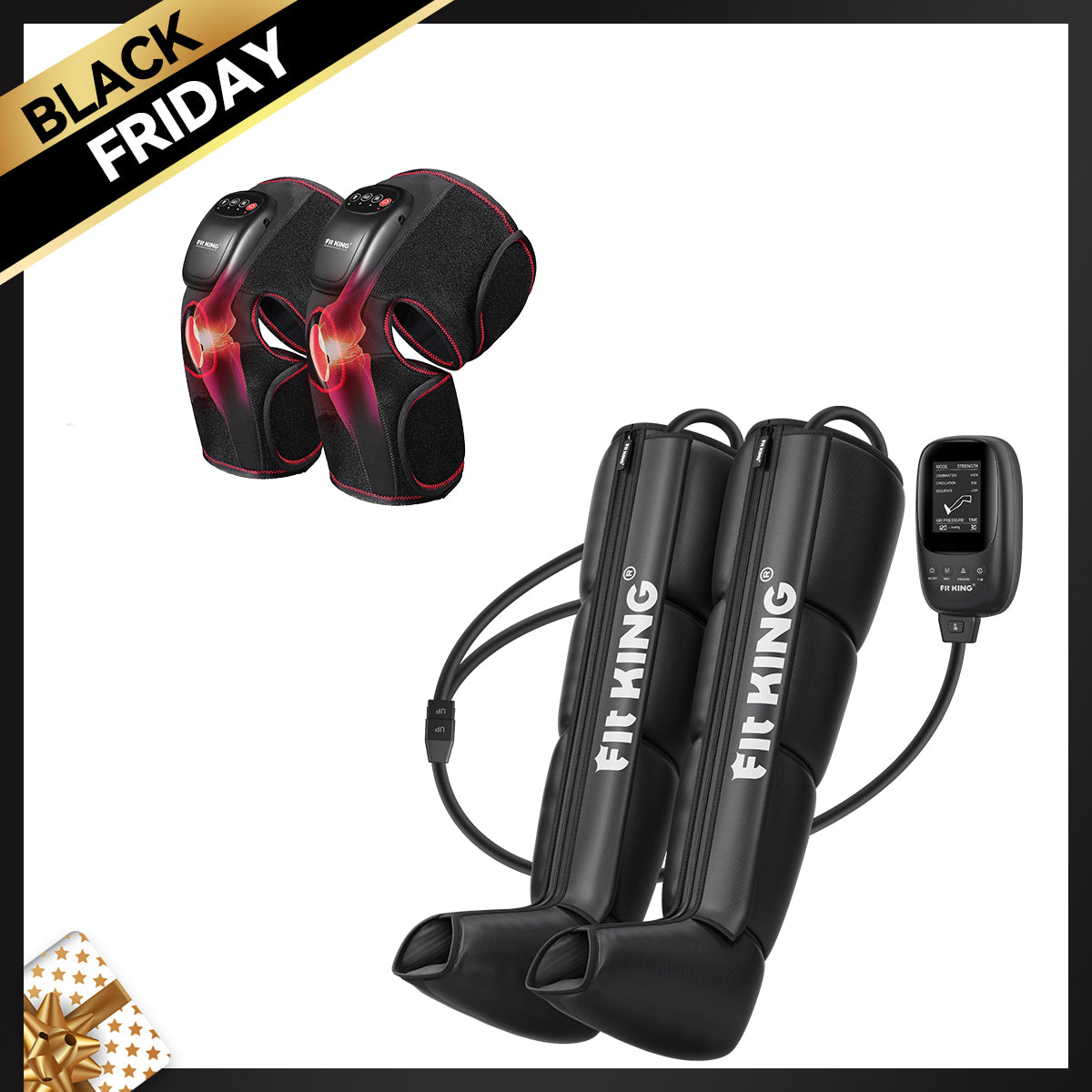 FIT KING Advanced Foot and Leg Air Massage Boots for Revitalized Circulation FT-082A & Knee Massager FT-032K