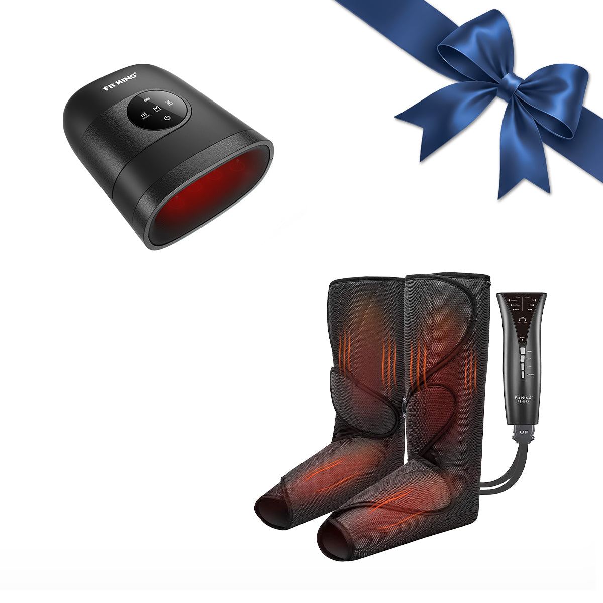 FIT KING Advanced Leg Compression Massager with Heat FT-057A & Hand Massager with Heat FT-085H