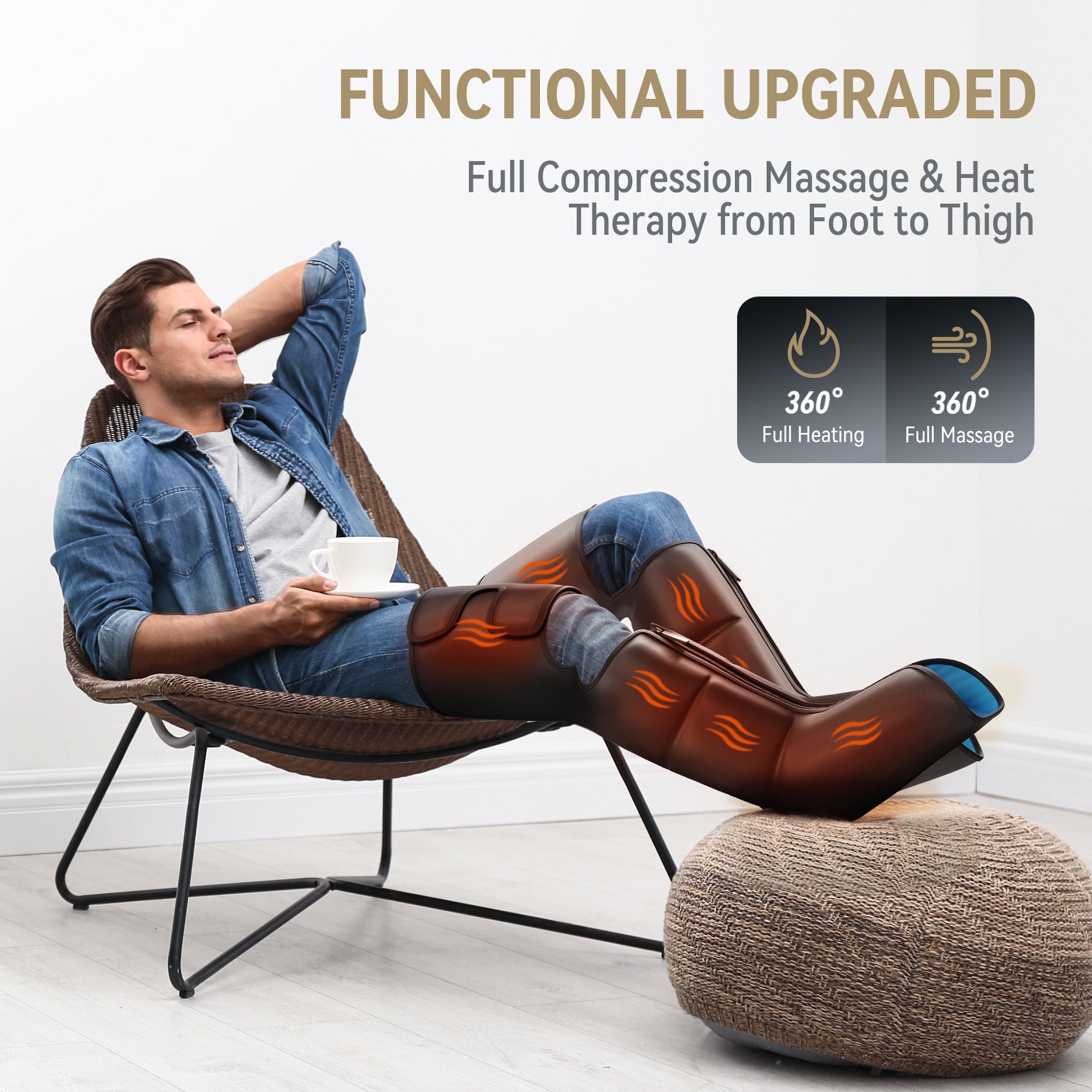 FIT KING Leg Massager with Heat for Circulation, Upgraded Calf Thigh Foot Compression Boots Massager, FSA/HSA Eligible