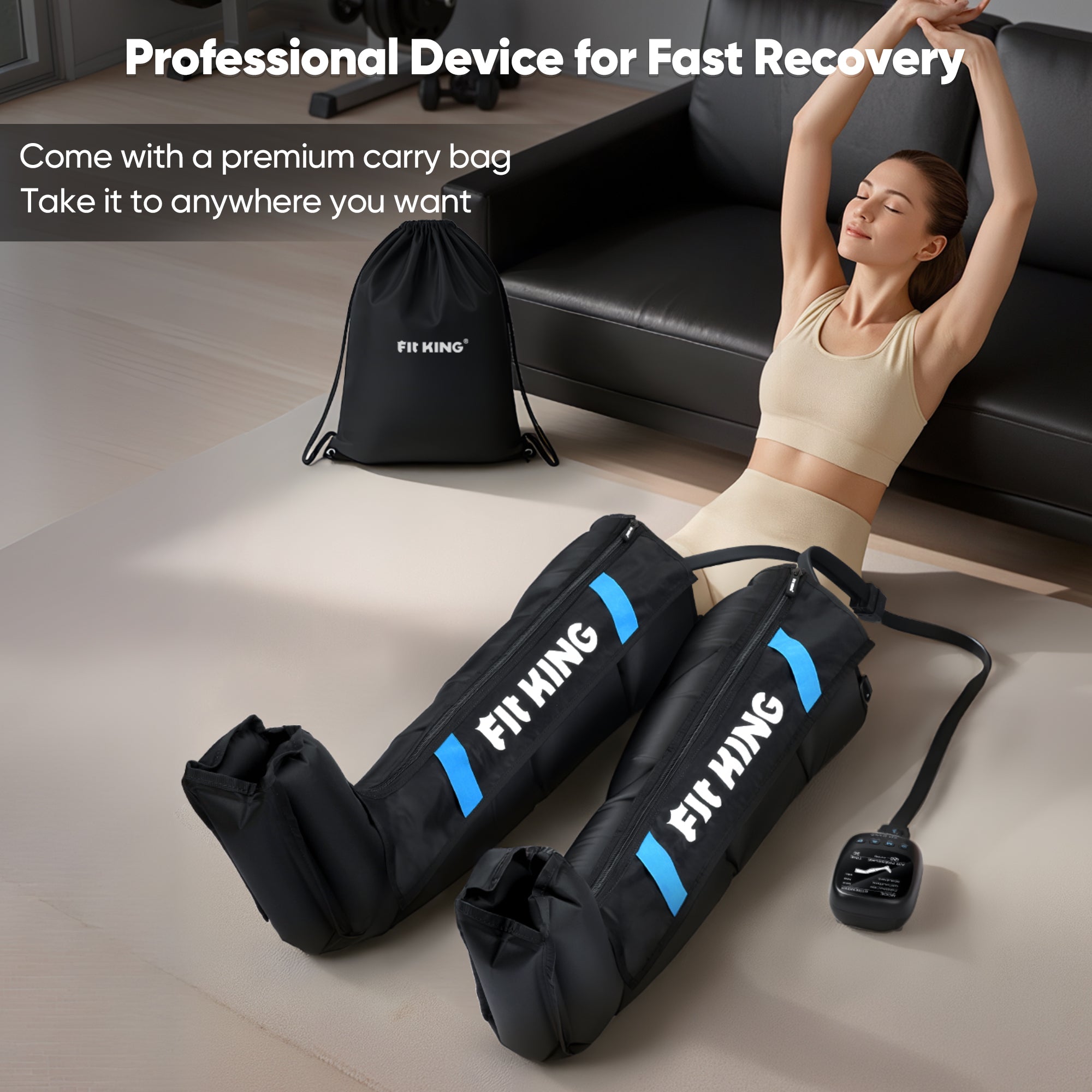 FIT KING Air Compression Recovery Boots for Full Leg Circulation | FT-082A-BU