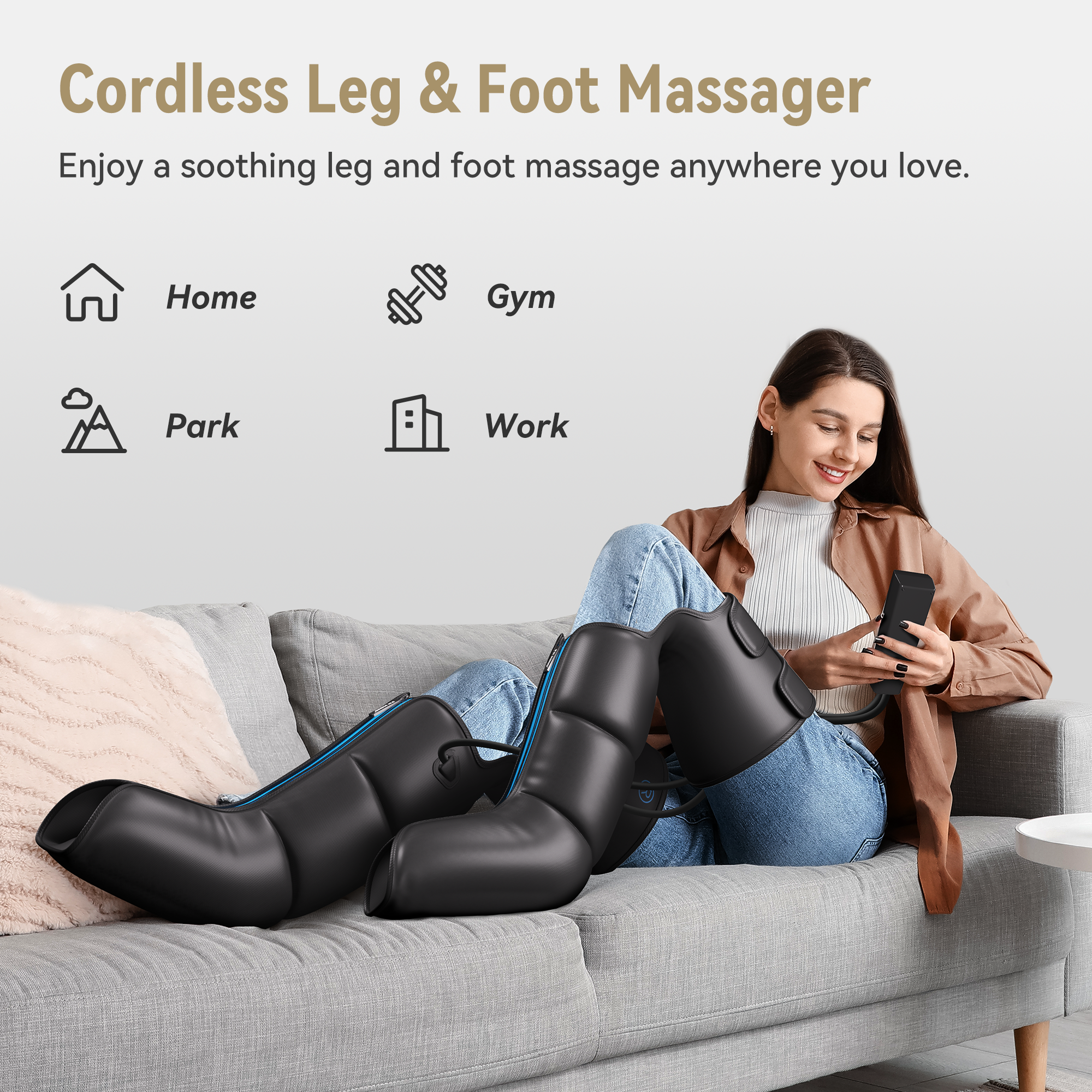 FIT KING Rechargeable & Cordless Air Compression Full Leg Boots Massager |  FT-119A