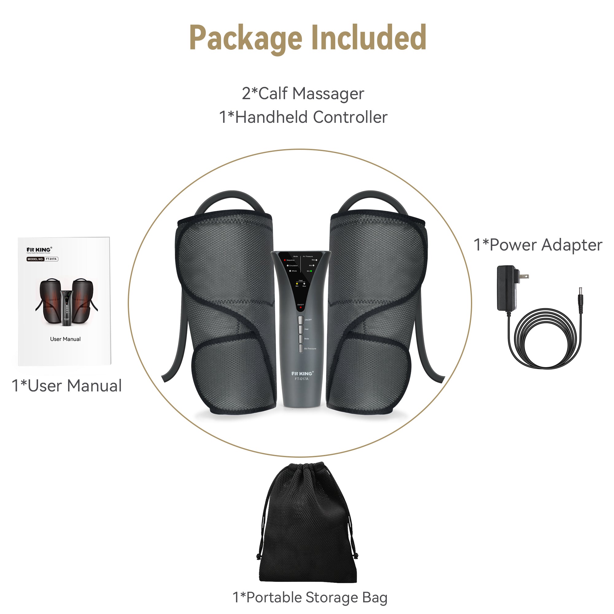 FIT KING Leg Massager for Circulation, Calf Air Compression Massager with Heat, Gift for Mom Dad Women Men FSA/HSA Eligible