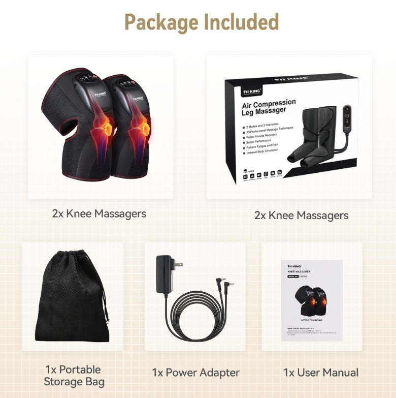 FIT KING Knee Massager for Circulation, Air Compression Knee Massager with Heat for Arthritis, FSA/HSA Eligible