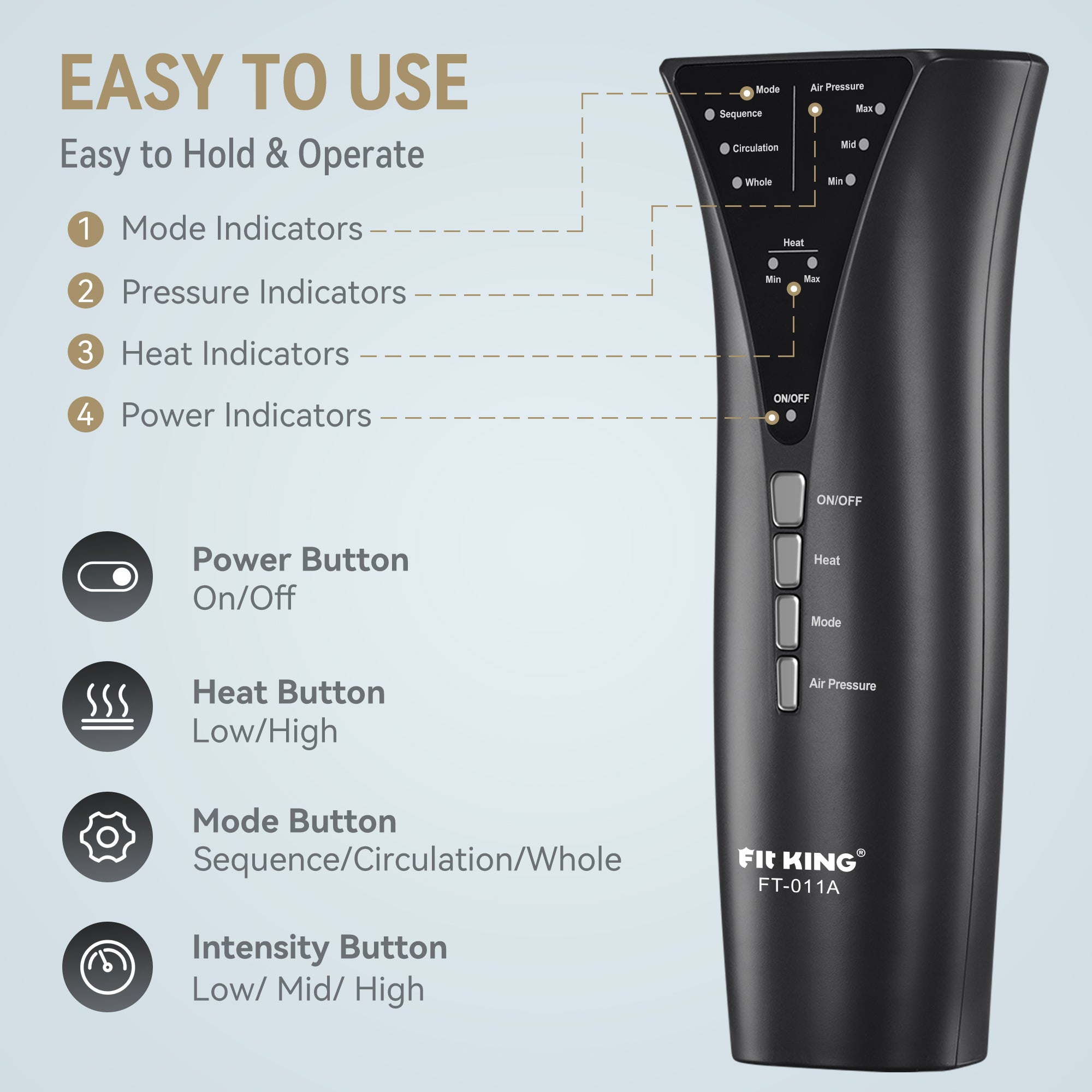 FIT KING Therapeutic Leg and Foot Massager with Knee Heat | FT-011A