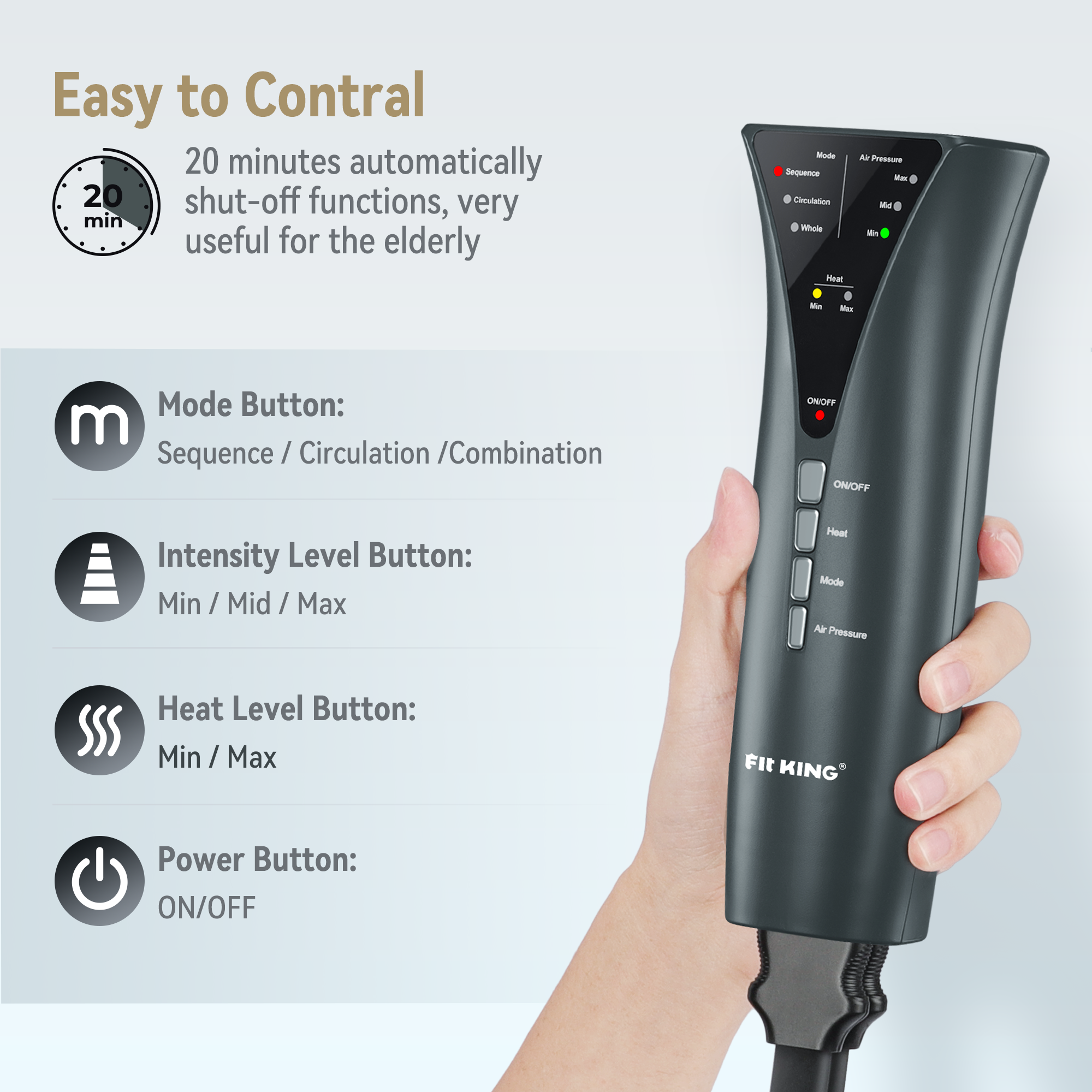 FIT KING Leg Massager for Circulation, Calf Air Compression Massager with Heat, Gift for Mom Dad Women Men FSA/HSA Eligible