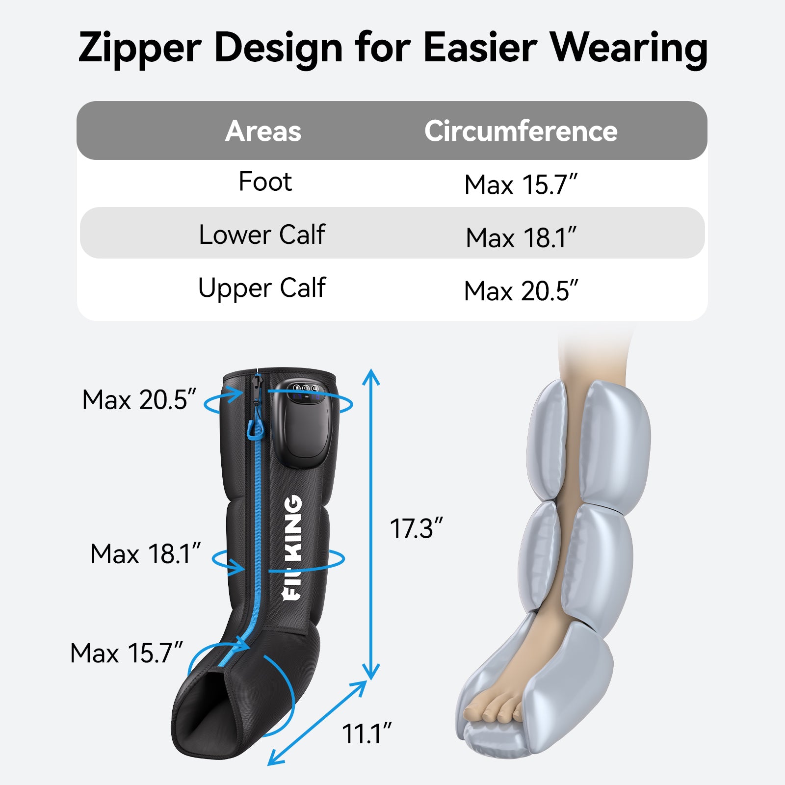 FIT KING Cordless Foot & Calf Compression Massage Boots | FT-133A