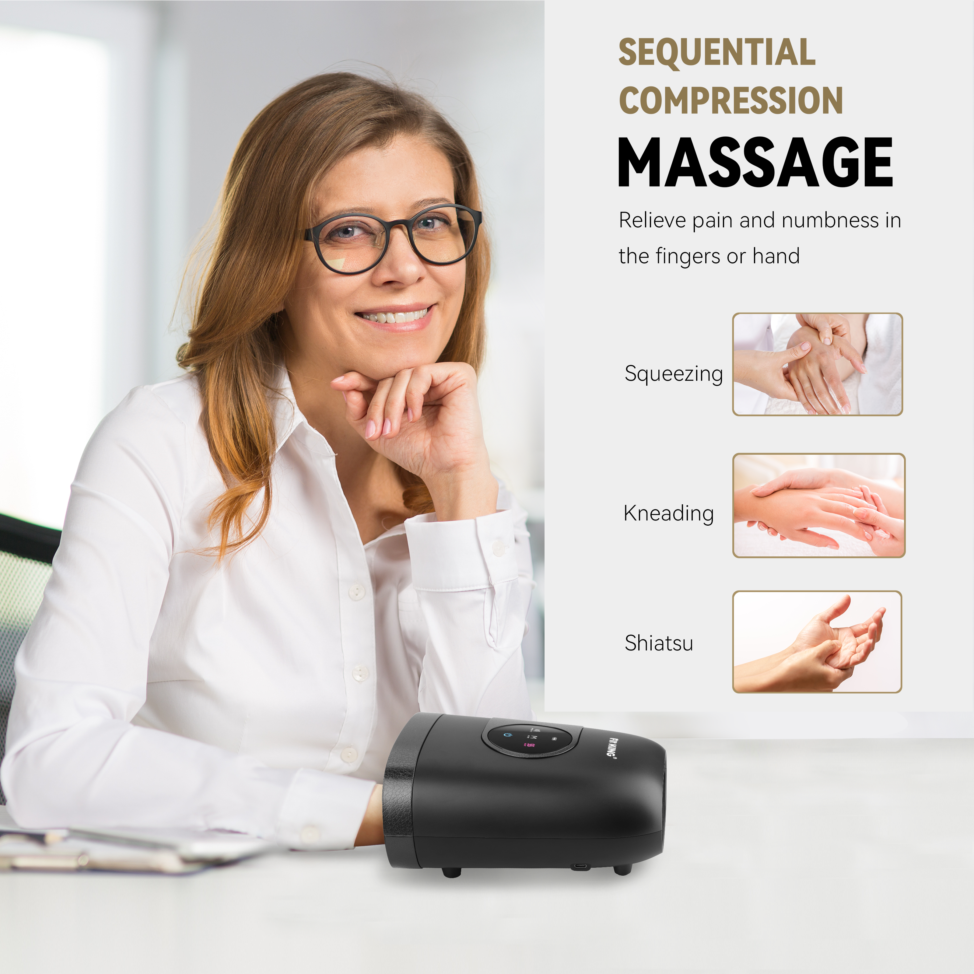 FIT KING Hand Massager with Advanced Heat Therapy | FT-085H