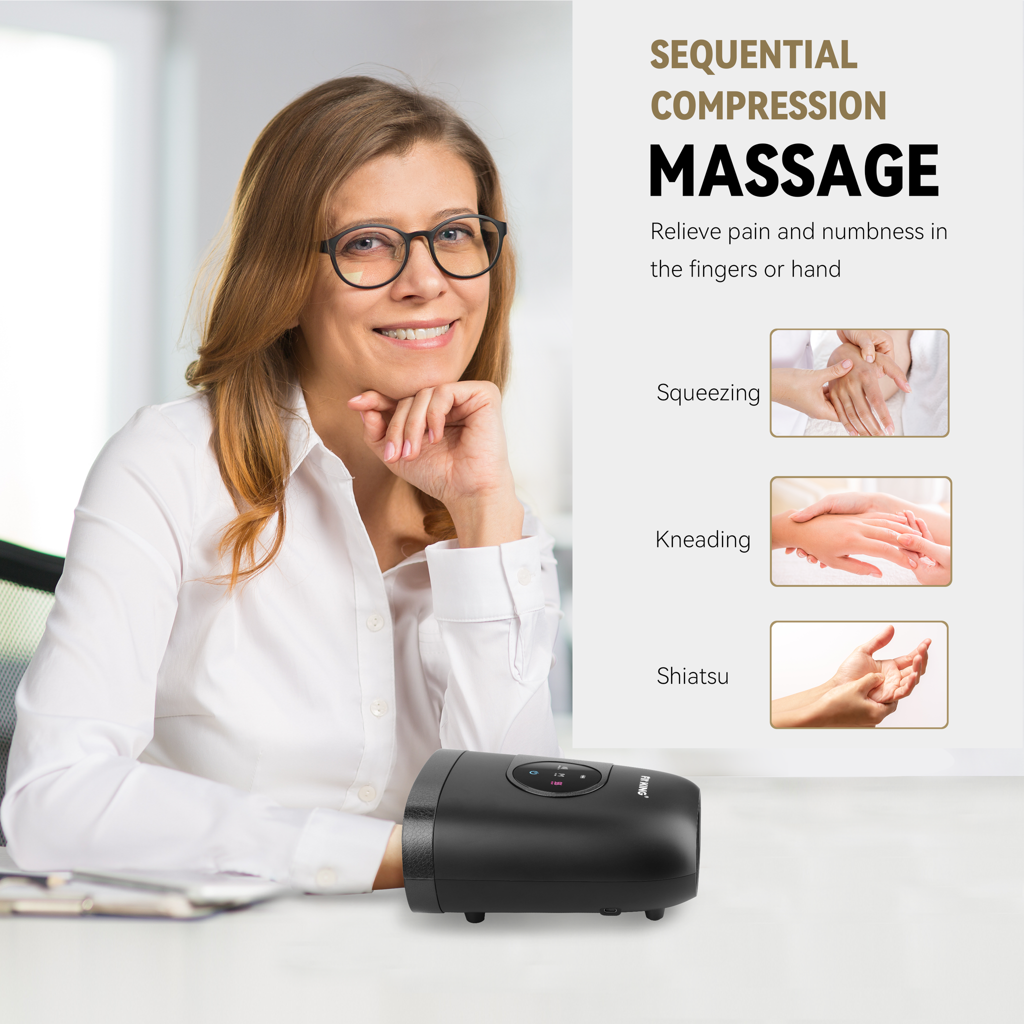 FIT KING Hand Massager with Advanced Heat Therapy | FT-085H