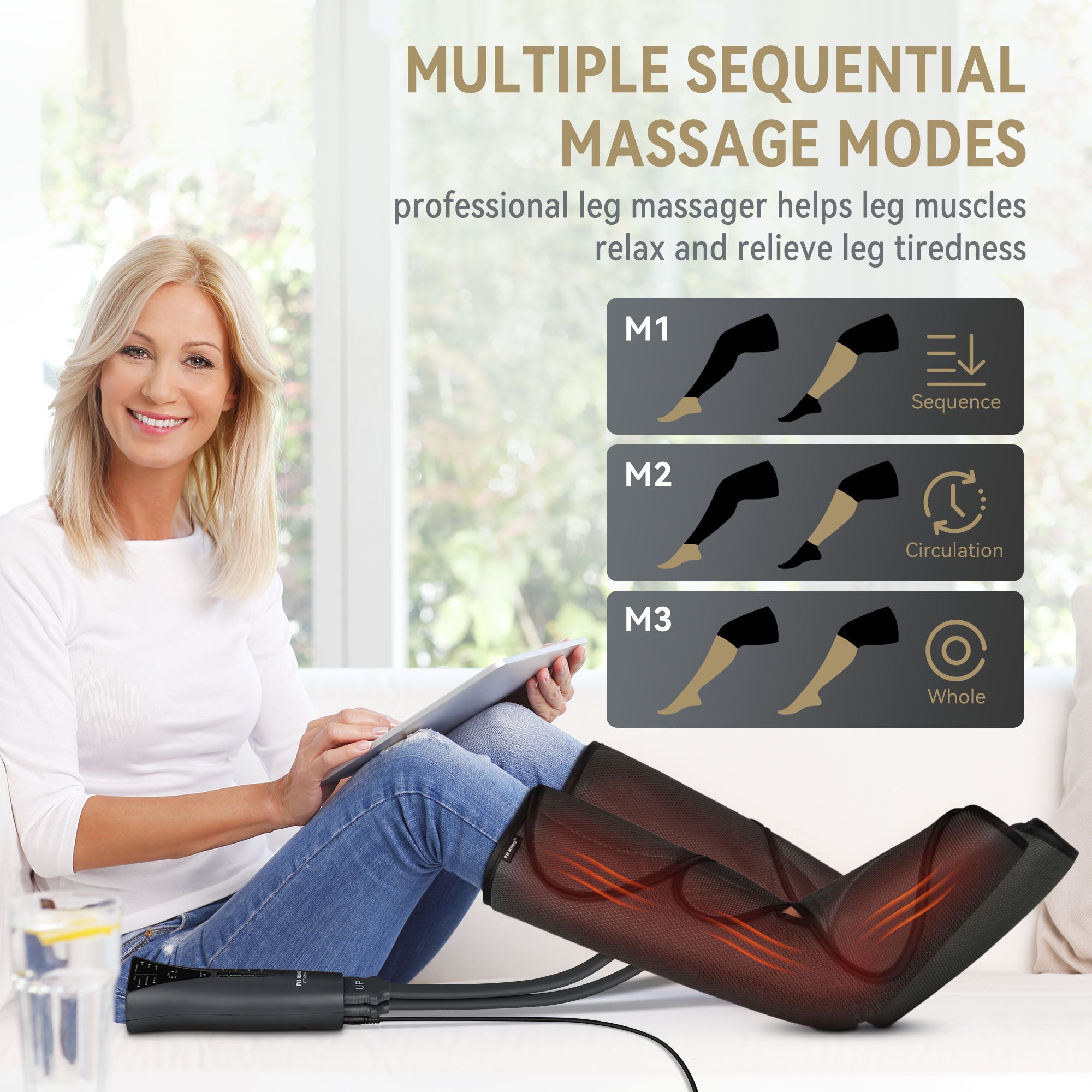 FIT KING Advanced Foot & Leg Compression Massager with Heat Therapy | FT-057A