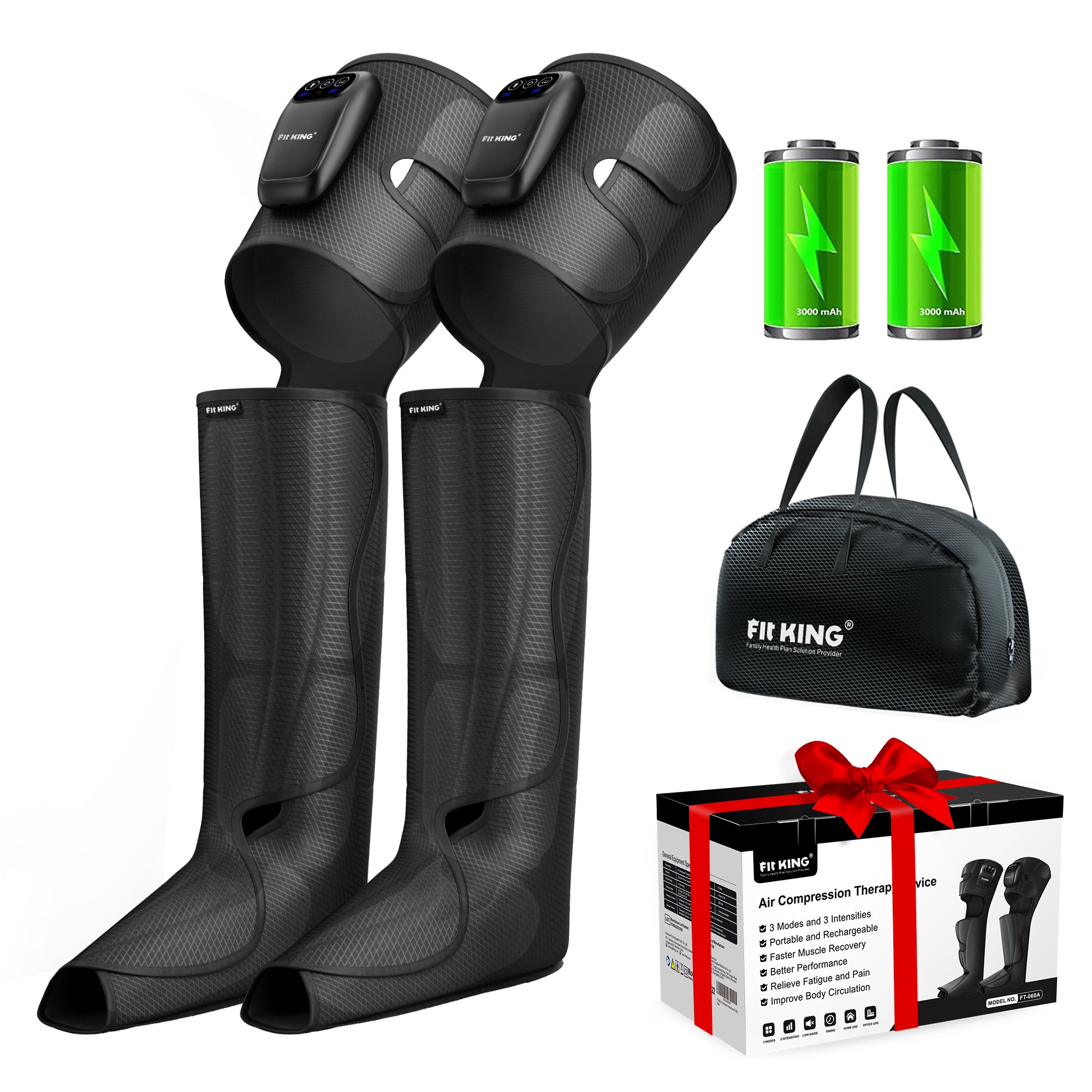 FIT KING Cordless Full Leg Massager, Rechargeble Air Compression Massager for Foot and Legs FSA/HSA Eligible