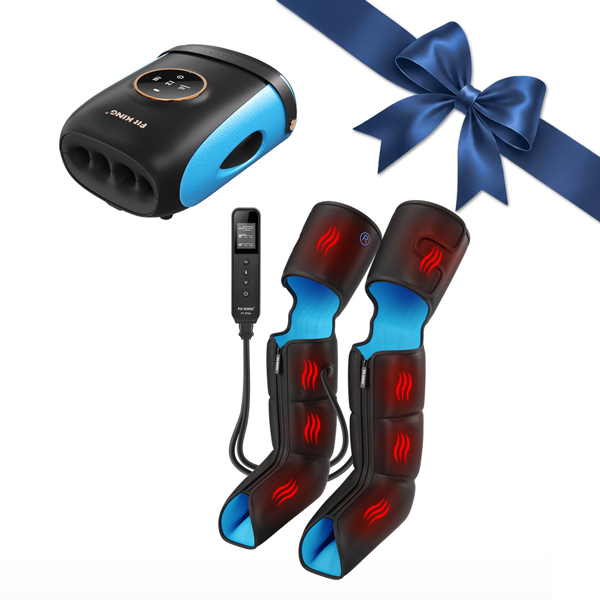 FIT KING Premium Full Leg Massager with Heat FT-076A & Finger and Hand Massager with Heat FT-095H