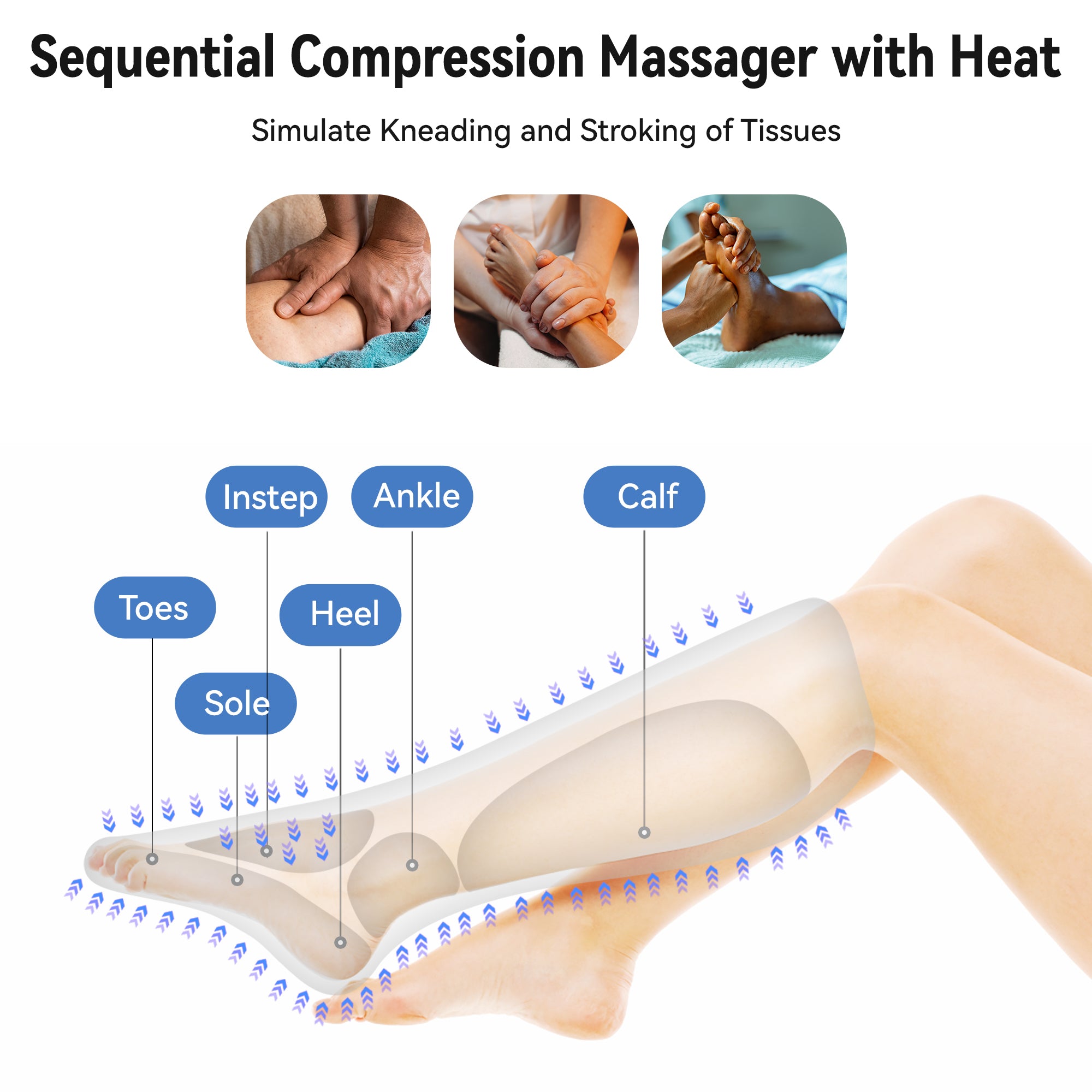 FIT KING Leg Massager with Heat, Leg and Foot Massager for Circulation, with Handheld Controller 3 Modes 3 Intensities 2 Heating Levels, 2 Extensions FSA/HSA Eligible Soothe, Relax, and Rejuvenate Your Legs and Feet