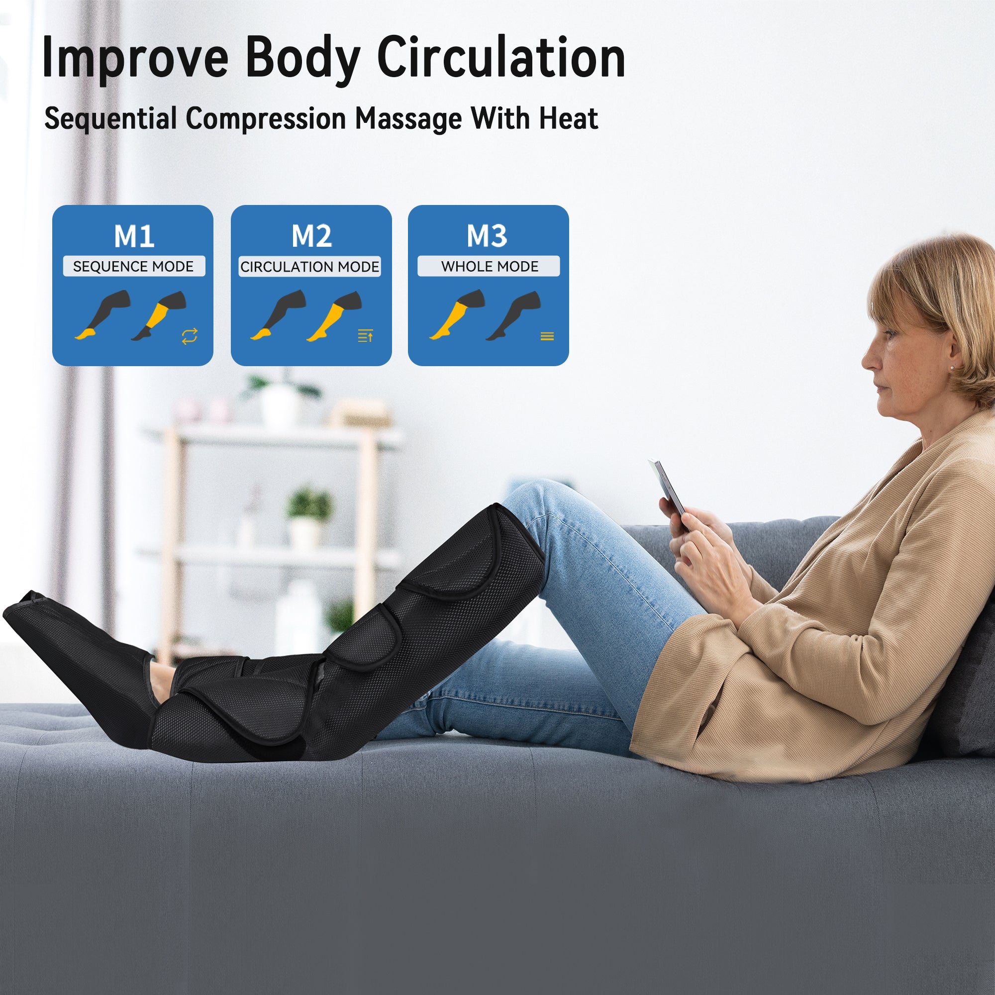 FIT KING Leg Massager with Heat, Leg and Foot Massager for Circulation, with Handheld Controller 3 Modes 3 Intensities 2 Heating Levels, 2 Extensions FSA/HSA Eligible Soothe, Relax, and Rejuvenate Your Legs and Feet