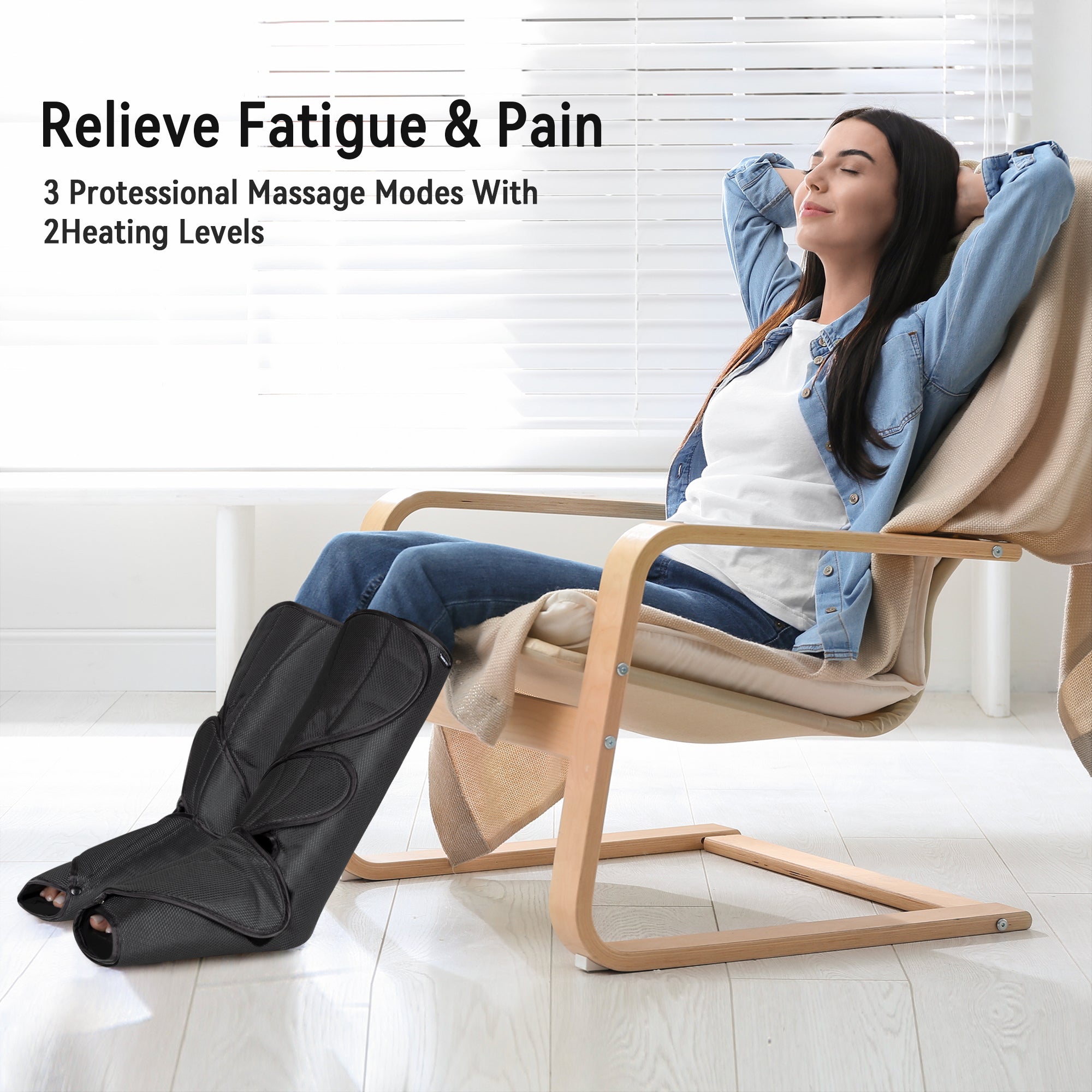 FIT KING Leg Massager with Heat, Leg and Foot Massager for Circulation, with Handheld Controller 3 Modes 3 Intensities 2 Heating Levels, 2 Extensions FSA/HSA Eligible Soothe, Relax, and Rejuvenate Your Legs and Feet