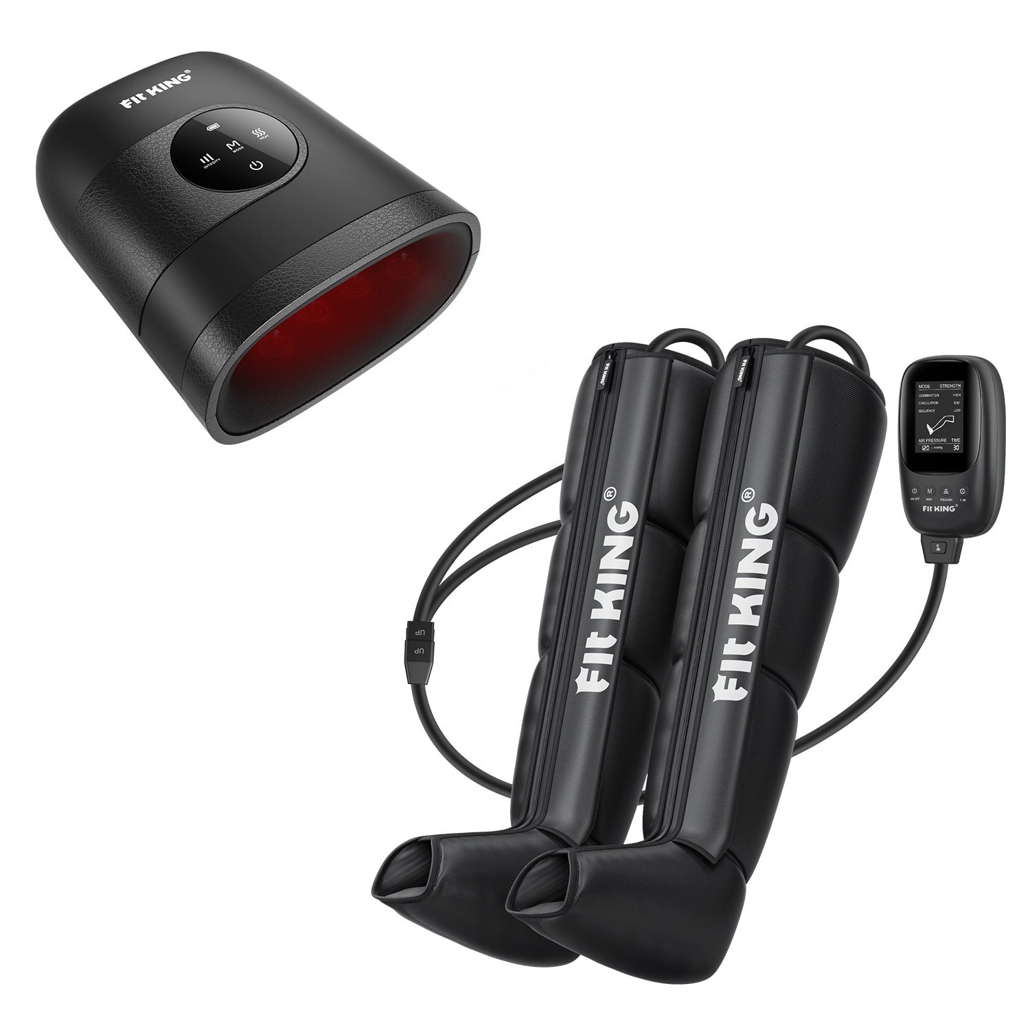 FIT KING Advanced Foot and Leg Air Massage Boots for Revitalized Circulation FT-082A & Hand Massager with Heat Therapy FT-085H