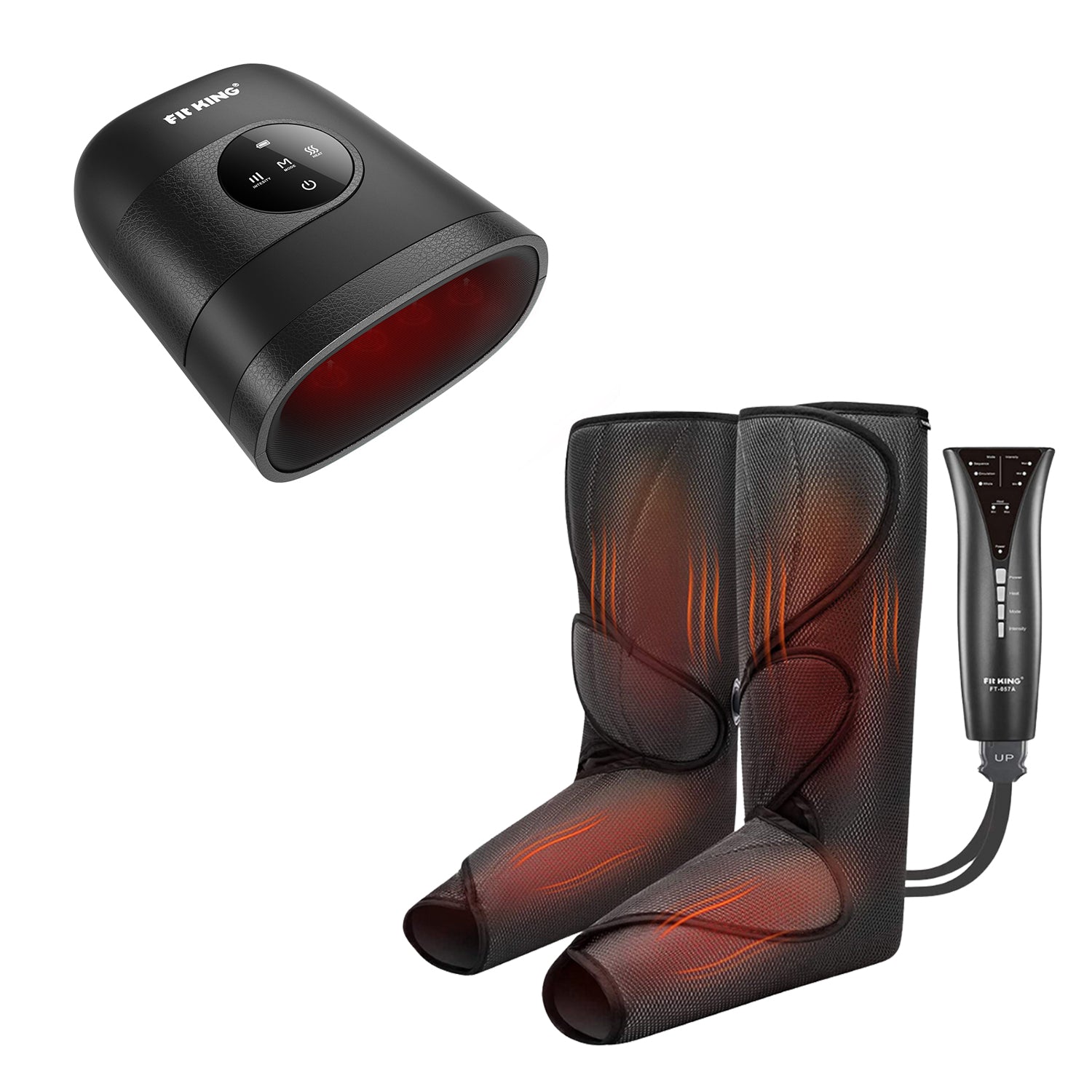 FIT KING Advanced Leg Compression Massager with Heat FT-057A & Hand Massager with Heat FT-085H