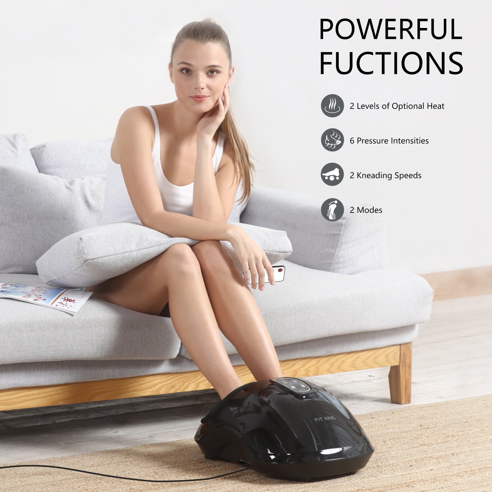 FIT KING Foot Massager Machine with Remote Deep Kneading and Shiatsu Foot  Massage with Heat for Plantar Fasciitis and Tired Muscles FT-001FR