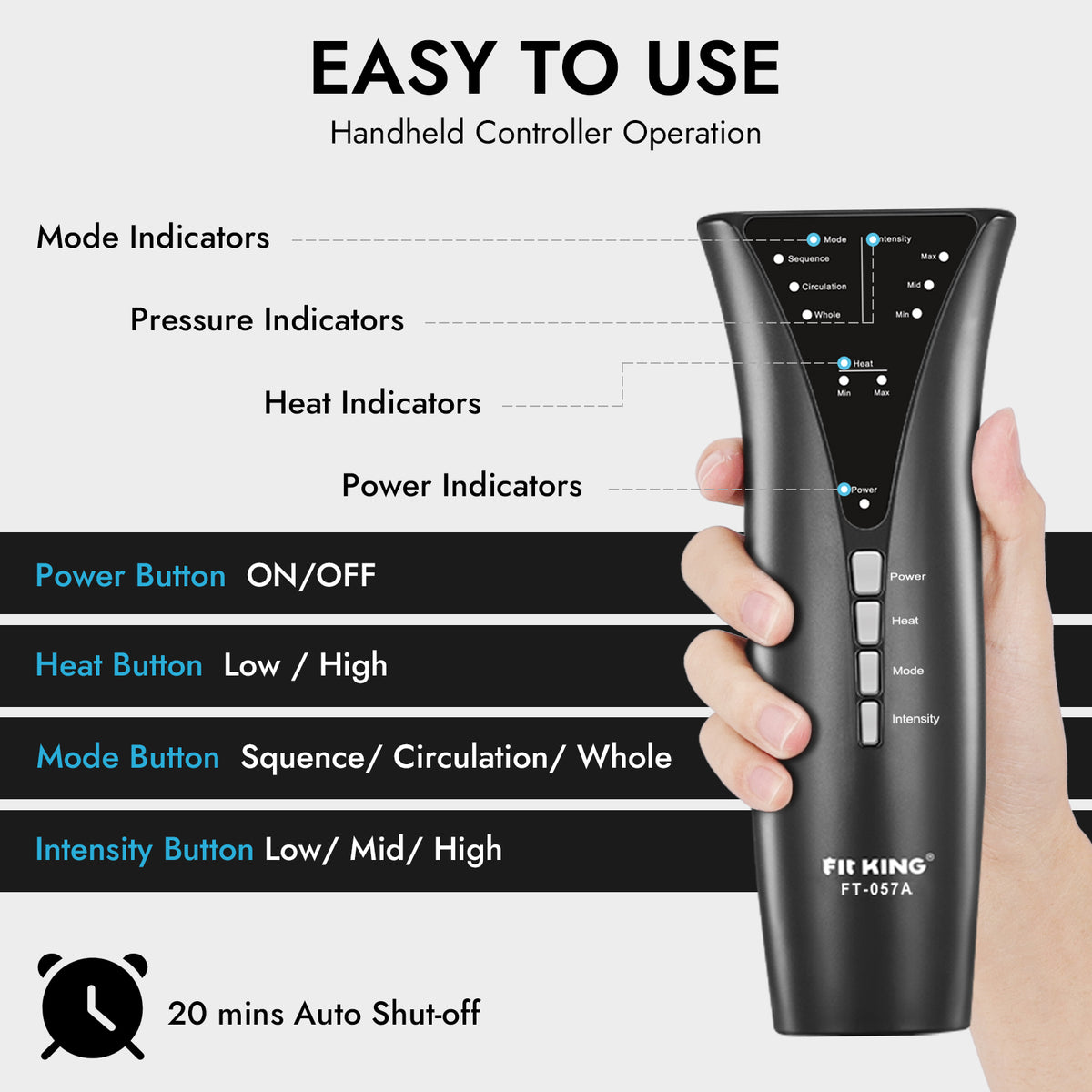 Buy FT057A Foot & Leg Compression Massager with Heat Fit King Shop