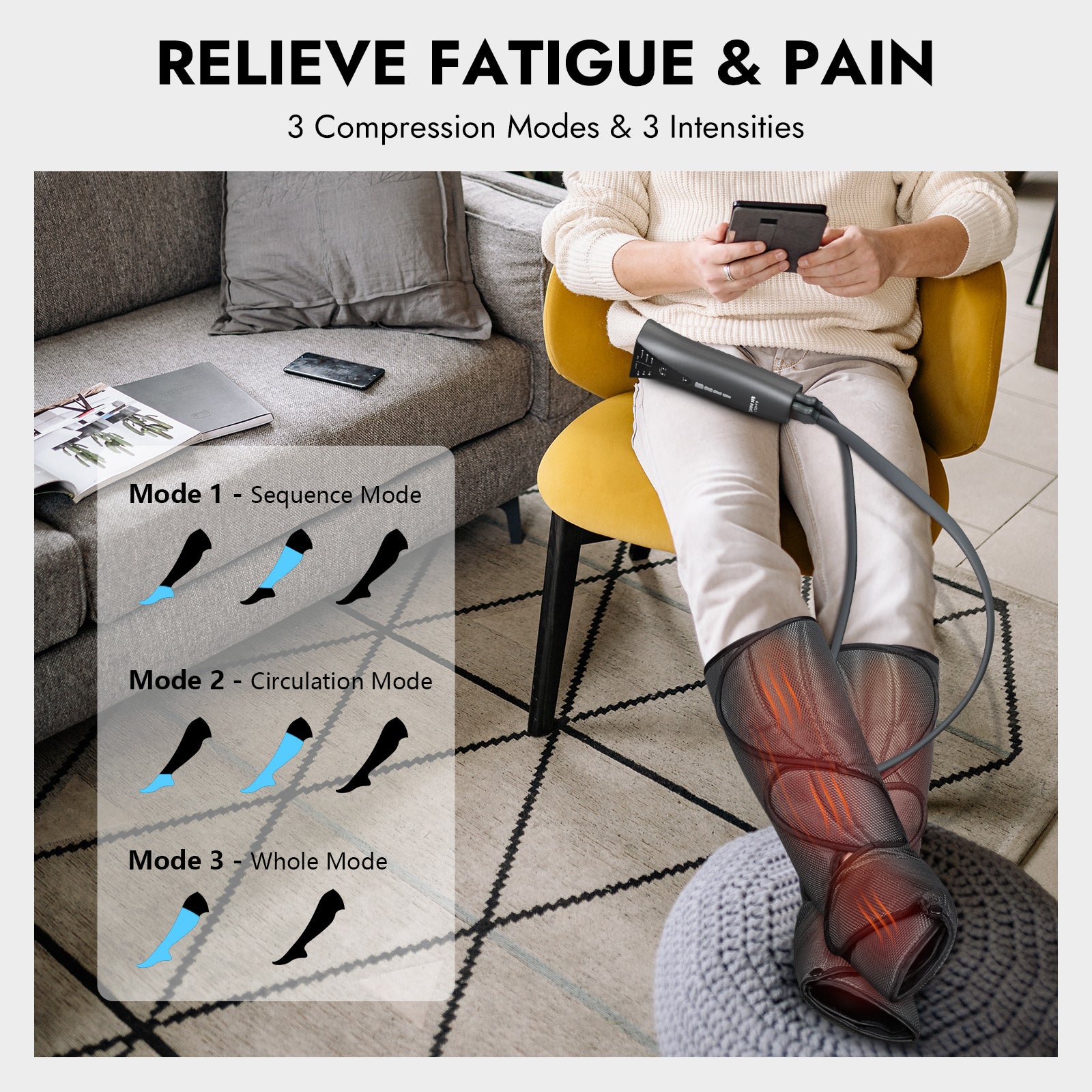 FIT KING Advanced Foot & Leg Compression Massager with Heat Therapy |  FT-057A