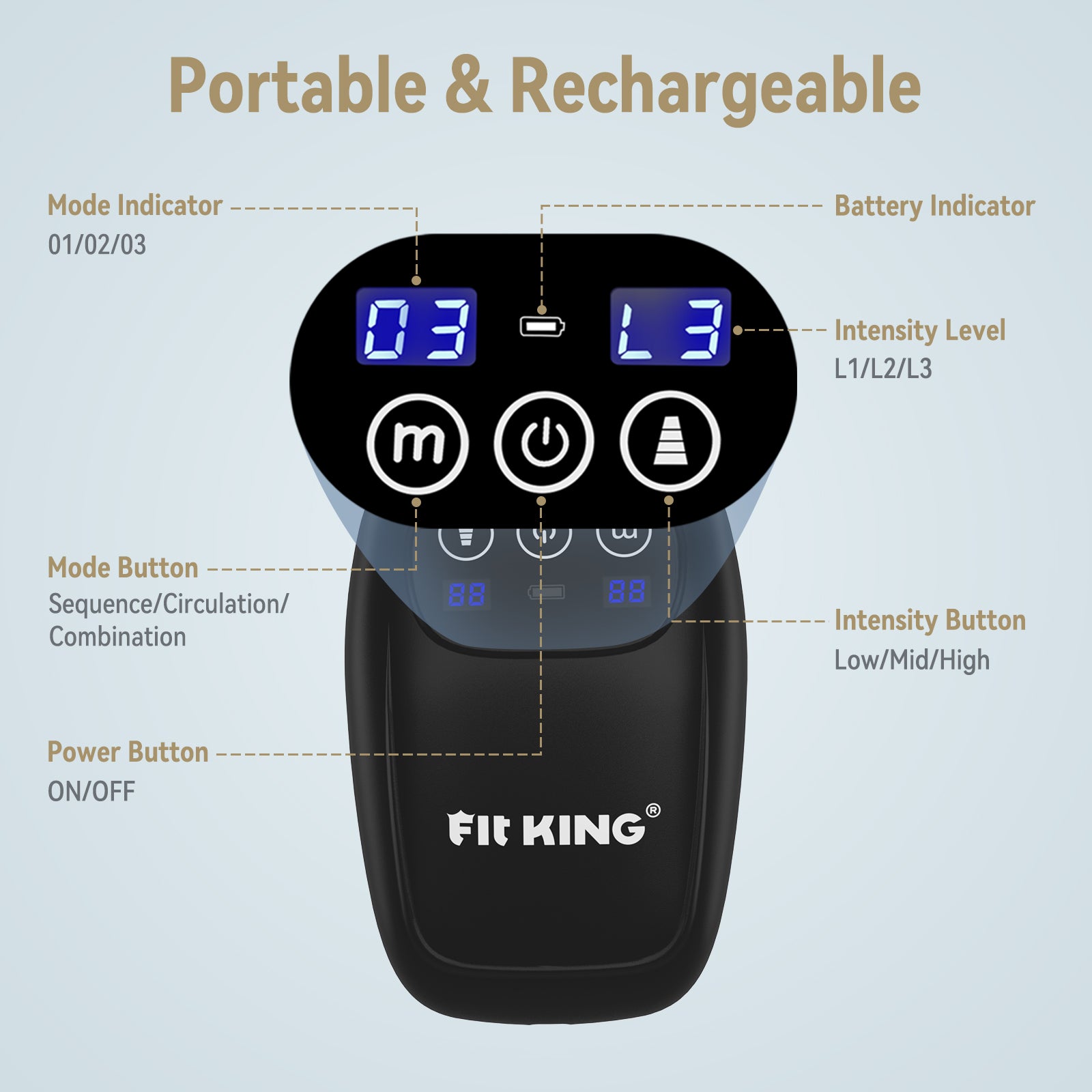 FIT KING Cordless & Rechargeable Leg and Foot Massager | FT-059A