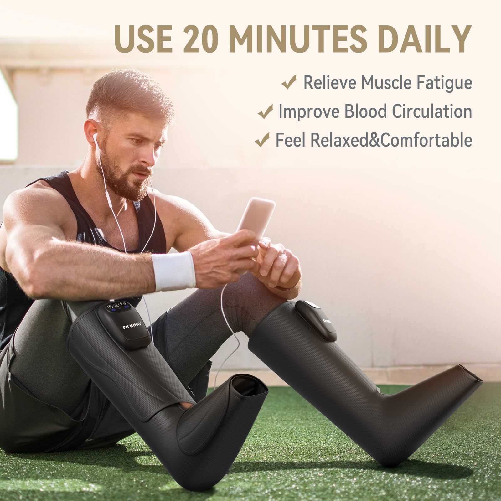 FIT KING Cordless & Rechargeable Leg and Foot Massager | FT-059A