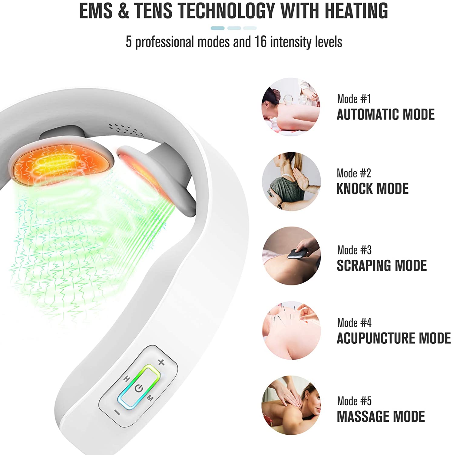 Neck Massager with Heated, Portable Cordless Electric Neck Massage  Equipment, 3